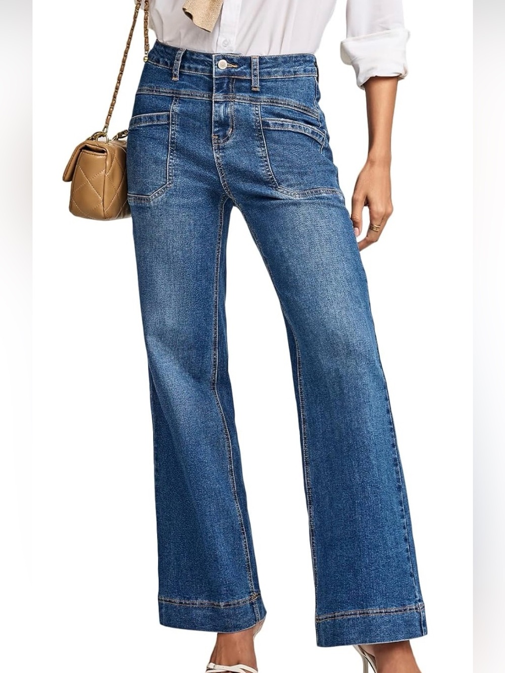 High-Rise Wide-Leg Jeans in Medium Blue
